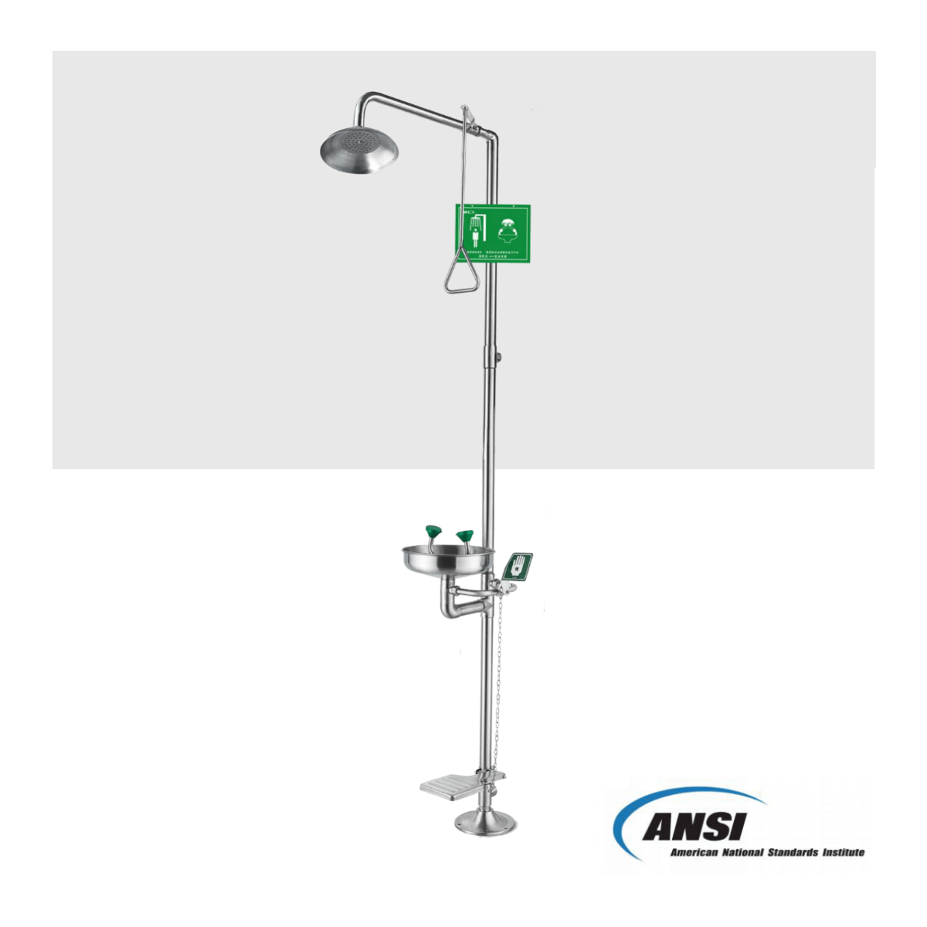 SS Shower & Eyewash w/foot pedal, SS 304 SS Shower & Eyewash w/foot pedal, SS 304
