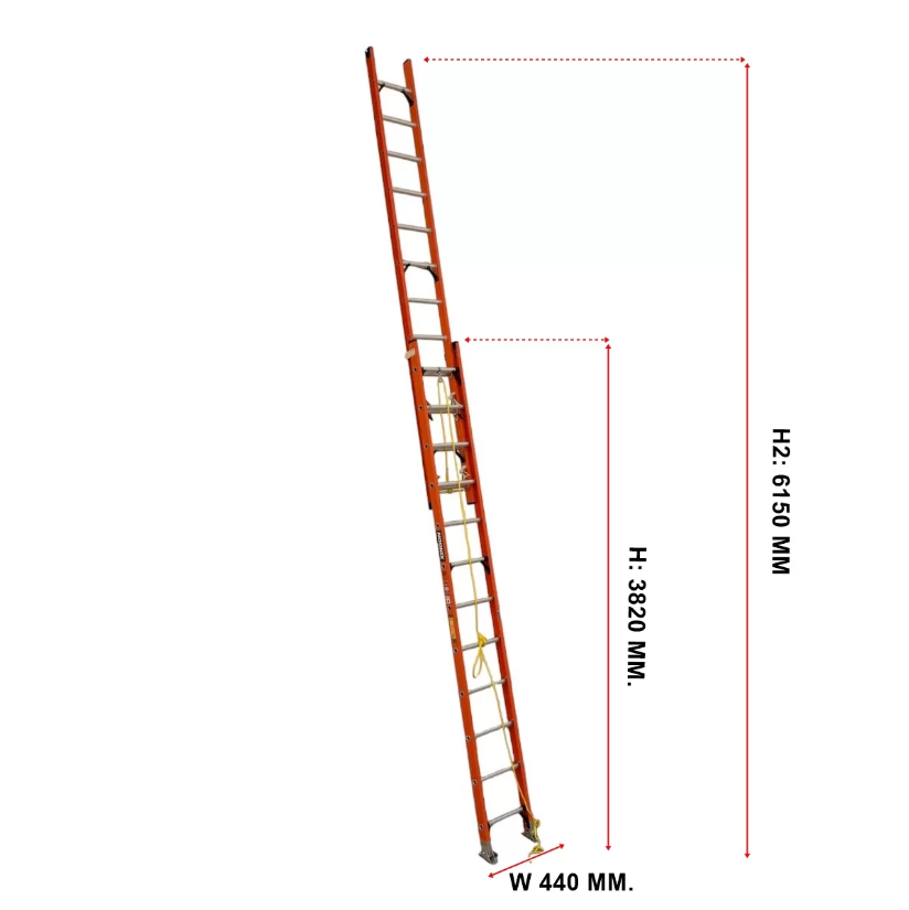 บันไดพาด 2 ตอนเลื่อน 12 ฟุต - ไฟเบอร์กลาส XG-127D2x12 บันไดพาด 2 ตอนเลื่อน 12 ฟุต - ไฟเบอร์กลาส XG-127D2x12 - Image 3