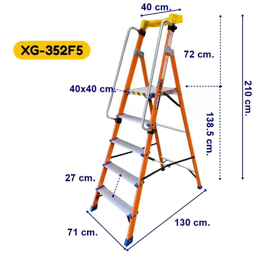 บันไดแพลตฟอร์มไฟเบอร์กลาสมีราวจับ รุ่นจัมโบ้ 5 ฟุต XG-352F5 บันไดแพลตฟอร์มไฟเบอร์กลาสมีราวจับ รุ่นจัมโบ้ 5 ฟุต XG-352F5 - Image 2