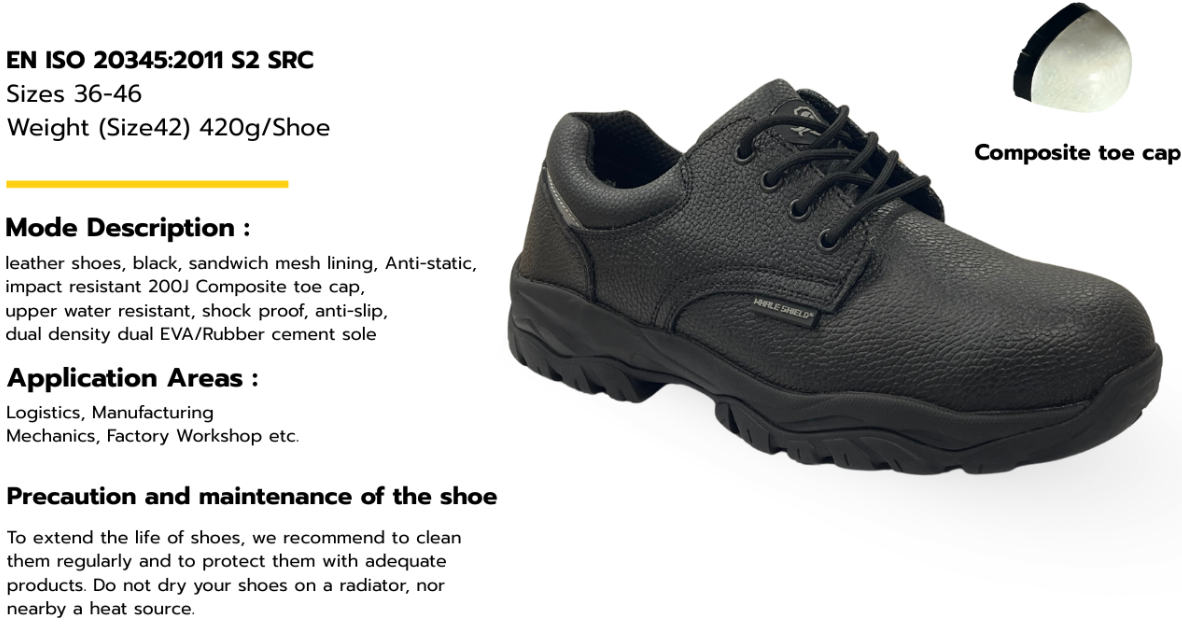 Safety Shoes รุ่น XH53001 Size 35-47 (หัวเหล็ก) Safety Shoes รุ่น XH53001 Size 35-47 (หัวเหล็ก) - Image 2